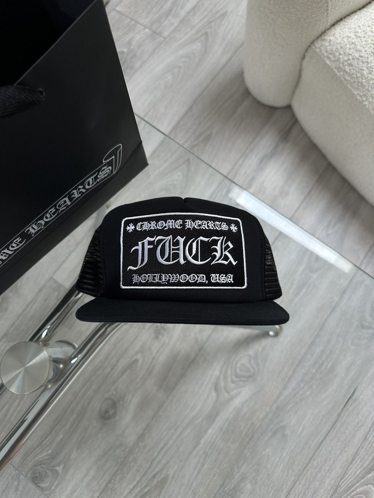 Chrome Hearts Chrome Hearts F*CK Hollywood Trucker Black Size ONE SIZE - 1 Thumbnail