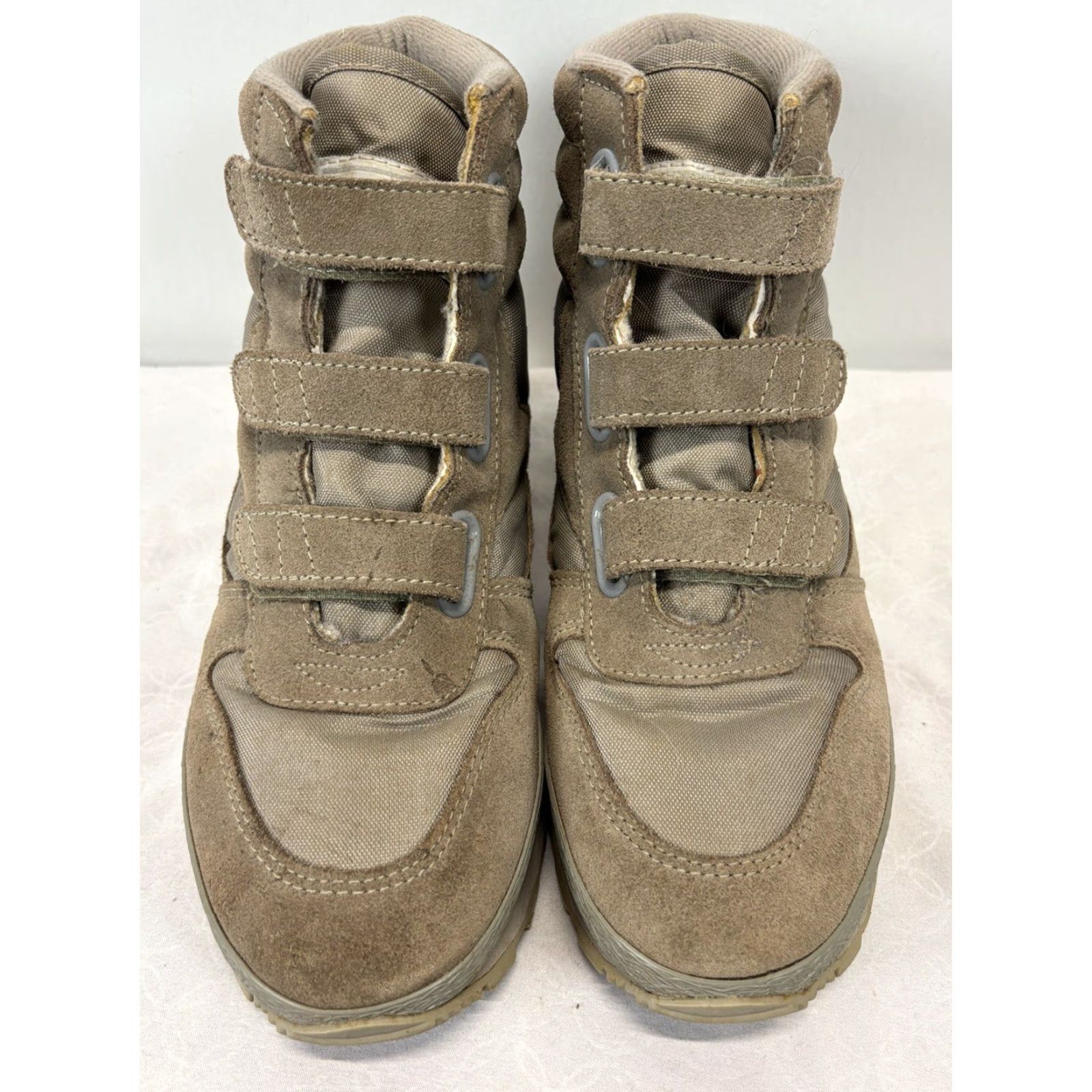 Vintage VINTAGE L.L. Bean Bean Boots Bootie Women's Size 8 Grey/Tan Leather & Canvas Lined Hook & Loop 90s? (adjust theme) Size M / US 6-8 / IT 42-44 - 3 Thumbnail