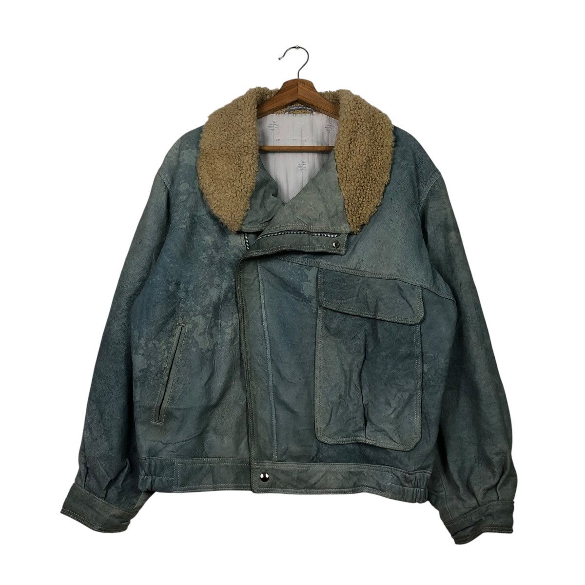 Vintage 🔥VINTAGE LEATHER JACKET DOUBLE COLLAR SHERPA GEROME SPAIN Size US M / EU 48-50 / 2 - 2 Thumbnail