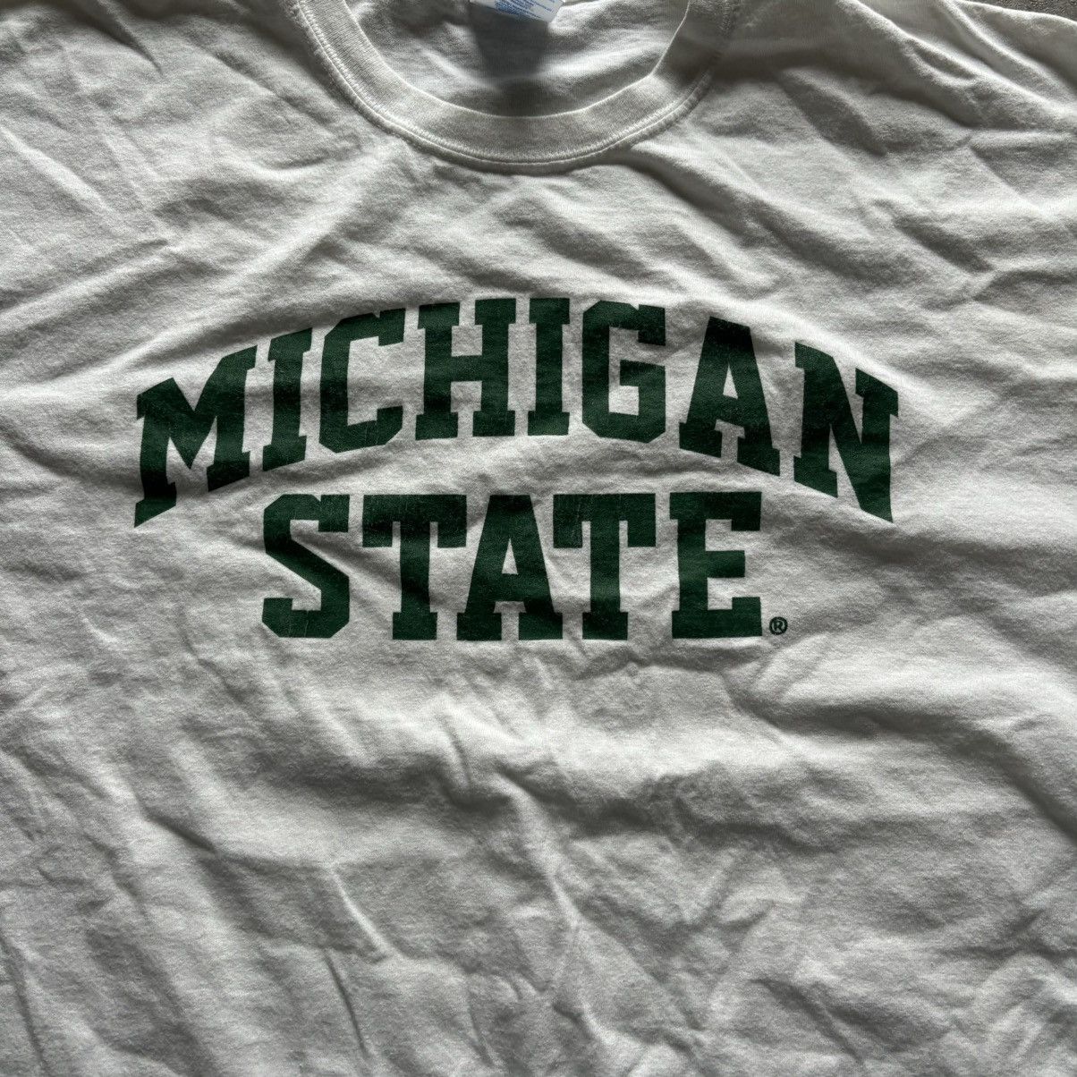 Gildan Y2k white msu michigan state spellout tshirt Size US XL / EU 56 / 4 - 3 Thumbnail