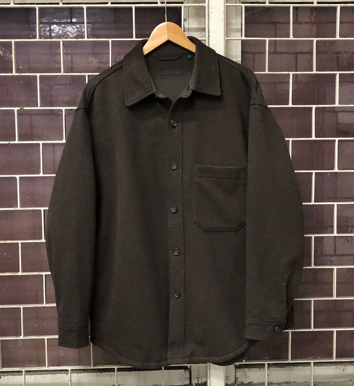 Uniqlo UNIQLO Dark Brown XL Shirt Blouson Wool Like Jacket Size US XL / EU 56 / 4 - 1 Thumbnail
