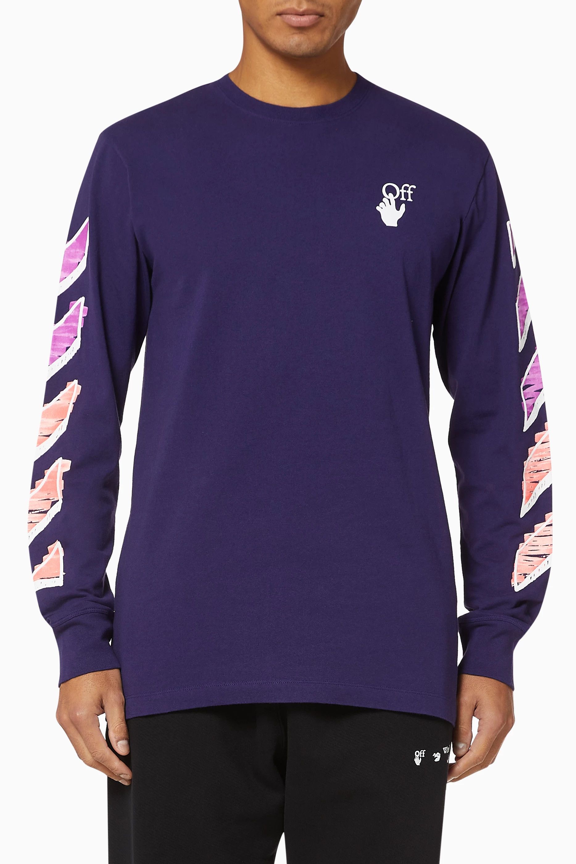 Off-White Purple Marker Arrows Long Sleeve Logo T-Shirt Size US XXL / EU 58 / 5 - 4 Thumbnail