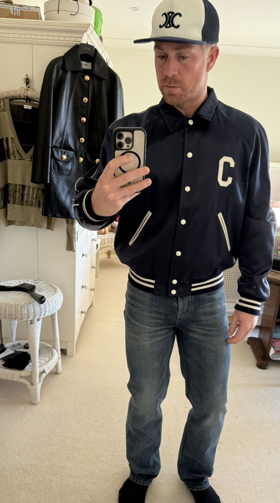 Celine $2.85k 🤑 Celine logo blue satin teddy jacket Hedi Slimane 54 Size US L / EU 52-54 / 3 - 4 Thumbnail