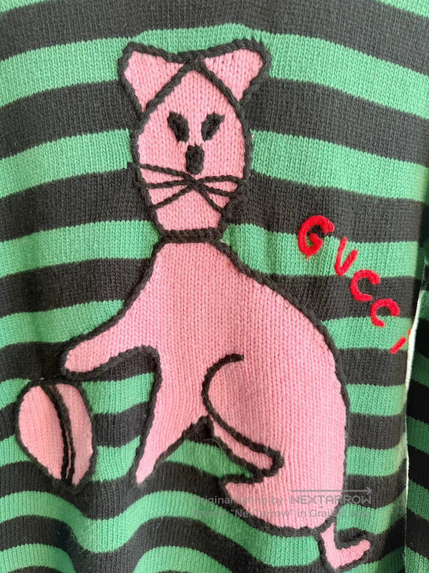 Gucci Gucci Green Cat Striped Sweater XS. Size XS / US 0-2 / IT 36-38 - 3 Thumbnail