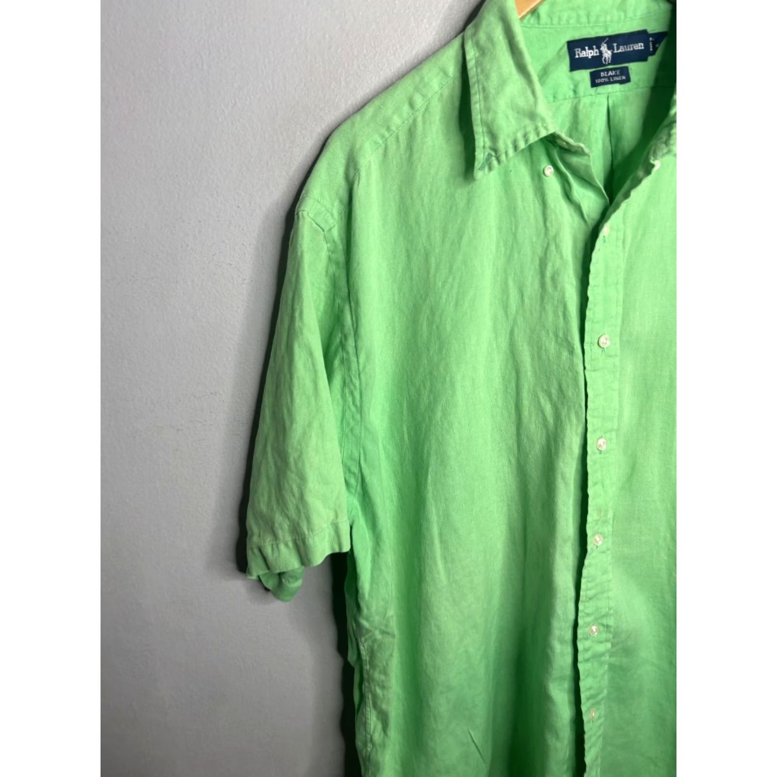 Ralph Lauren Ralph Lauren Shirt Mens 2XL Green Blake Linen Short Sleeve Button Down Size US XL / EU 56 / 4 - 2 Thumbnail