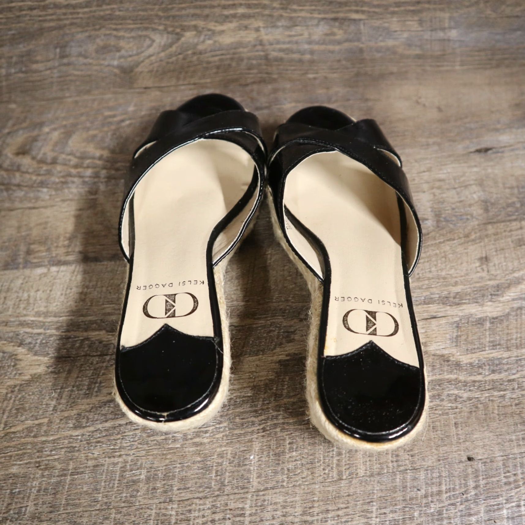 Vintage KELSI DAGGER BIANCA Black Rope Wedge Slide Sandals Size 8.5M Casual Womens Size US 8.5 / IT 38.5 - 4 Thumbnail