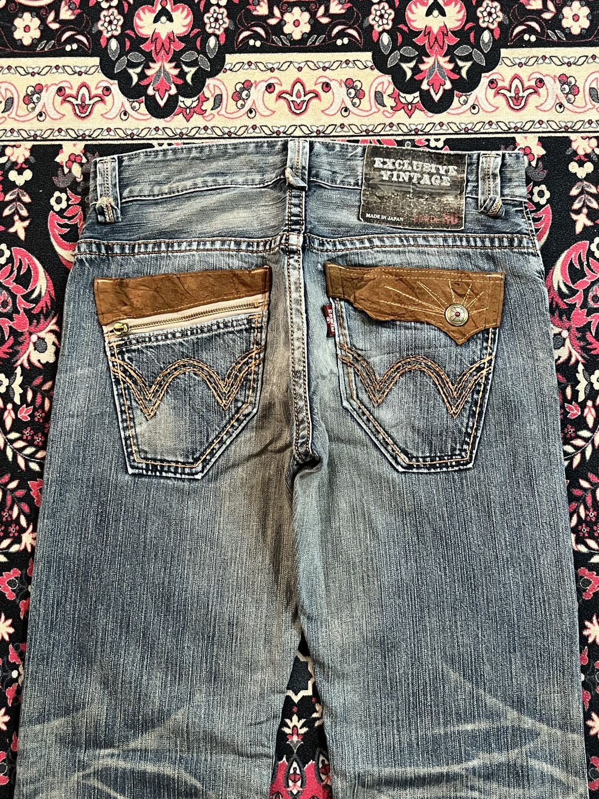 Edwin Vintage Edwin XVS Blue Faded Washed Whisker Straight Jeans Size US 30 / EU 46 - 6 Thumbnail