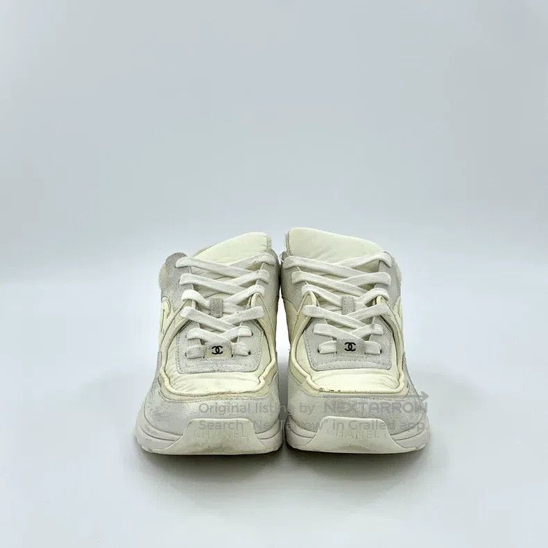 Chanel Chanel White logo lace-tailed casual flat sneakers Size US 8 / IT 38 - 3 Thumbnail