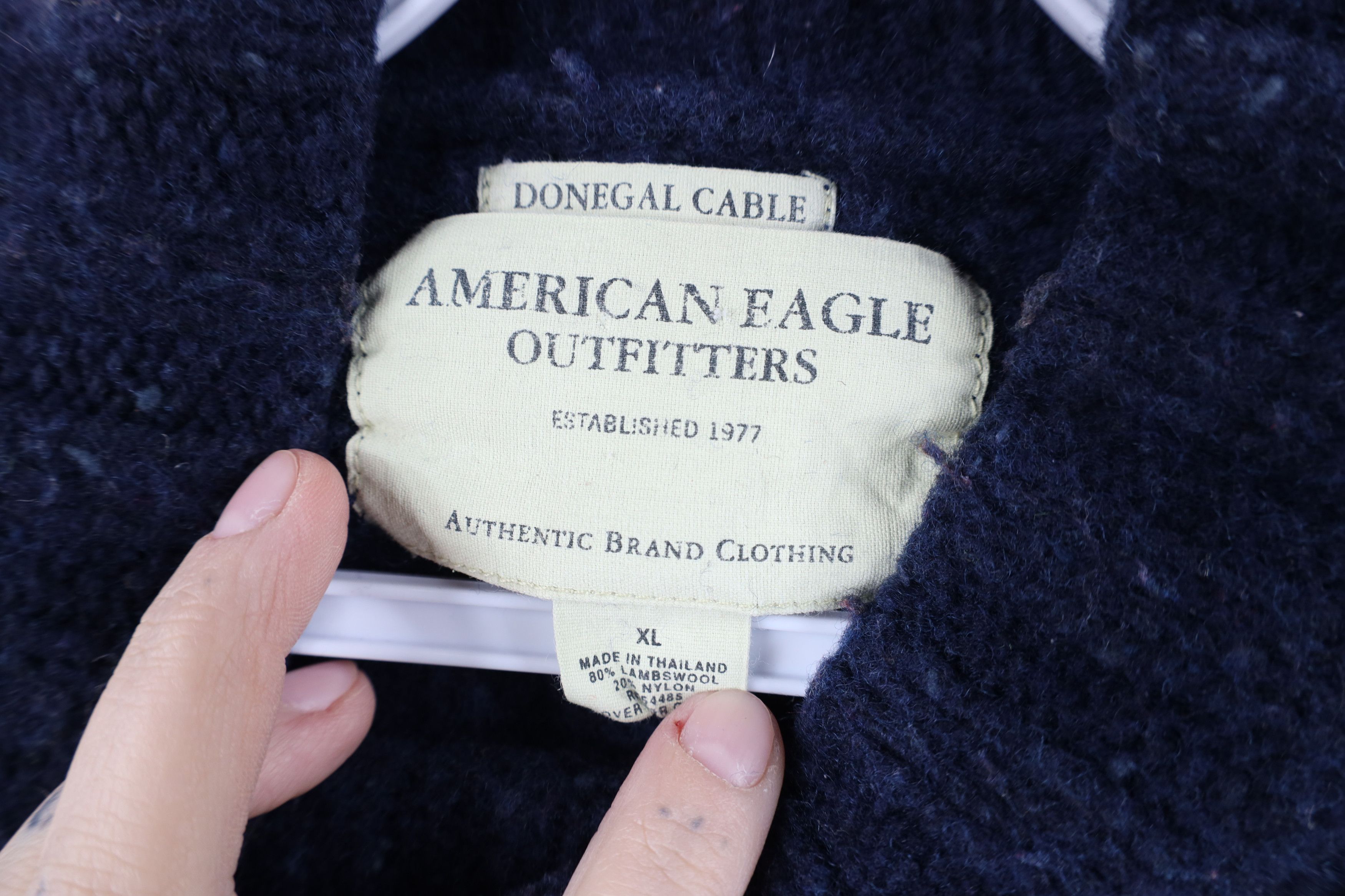 American Eagle Outfitters Vintage Y2K American Eagle Fisherman Cable Knit Sweater Blue Size XL / US 12-14 / IT 48-50 - 6 Thumbnail