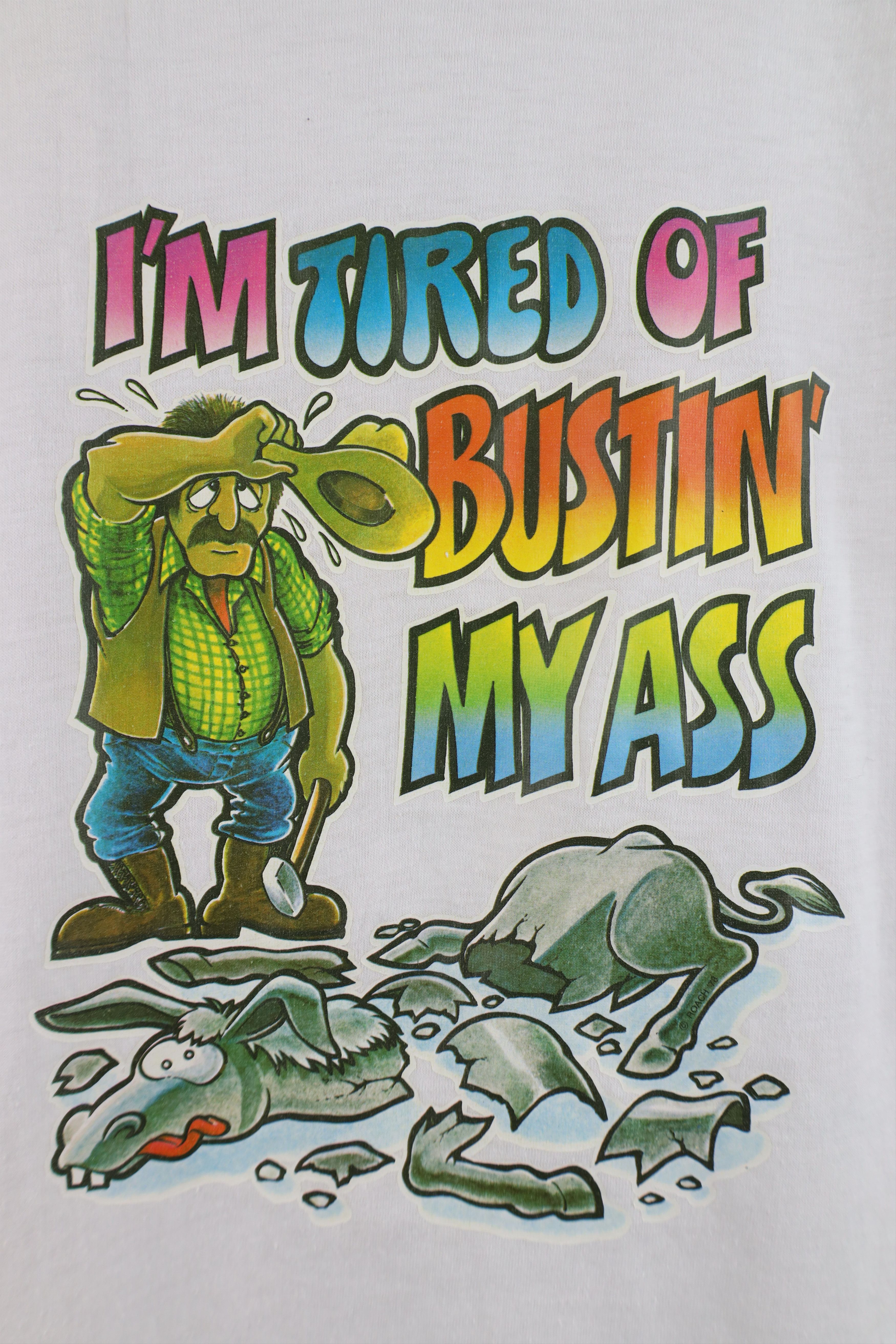 Vintage Vintage 70s 80s Streetwear of Busting My Ass T-Shirt USA Size L / US 10 / IT 46 - 4 Thumbnail