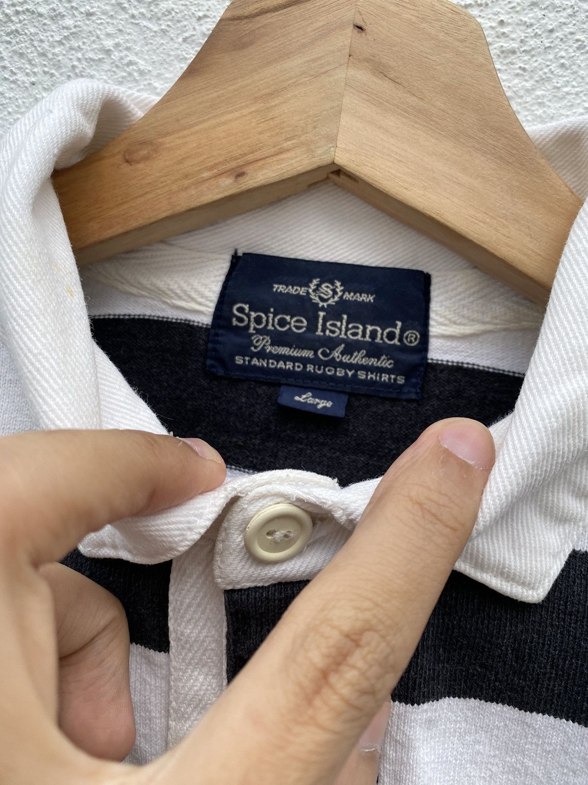 Designer × Polo Ralph Lauren × Vintage Vintage Stripe Spice Island Polo Rugby Long Sleeves Size US L / EU 52-54 / 3 - 5 Thumbnail
