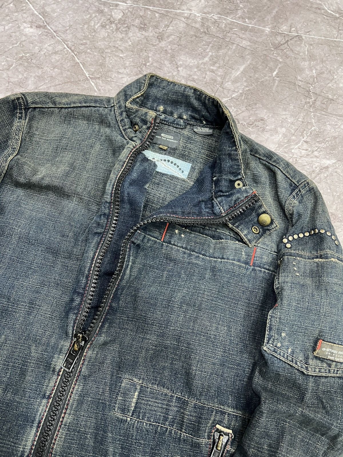 G-Star × Japanese Brand RACING MOTO DISTRESSED DENIM G STAR RAW Y2K JACKET Size US M / EU 48-50 / 2 - 6 Thumbnail