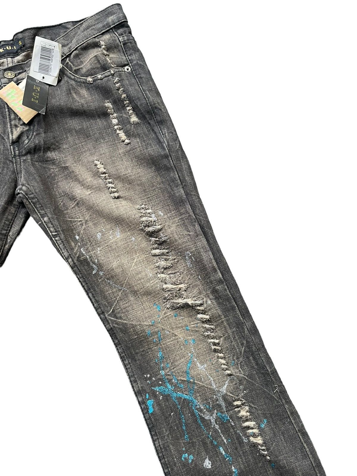 Japanese Brand K.U.I Flare Distresed Paint Denim Size US 34 / EU 50 - 3 Thumbnail