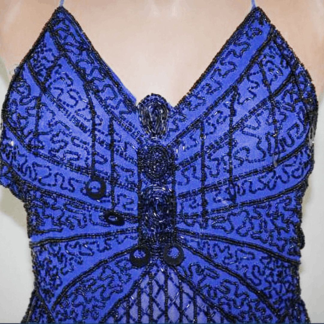 Other Blue Beaded Halter Top sz S Butterfly Crop Top NEW Size S / US 4 / IT 40 - 2 Thumbnail