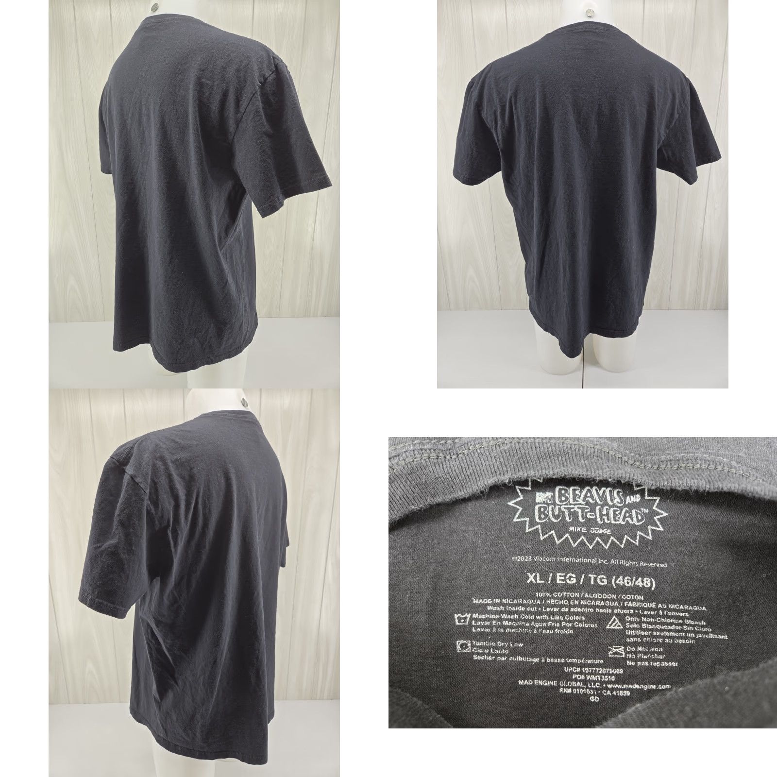 Vintage Beavis and Butt-Head T-Shirt Men XL Black Cotton Short Sleeves Crew Neck Size US XL / EU 56 / 4 - 8 Thumbnail