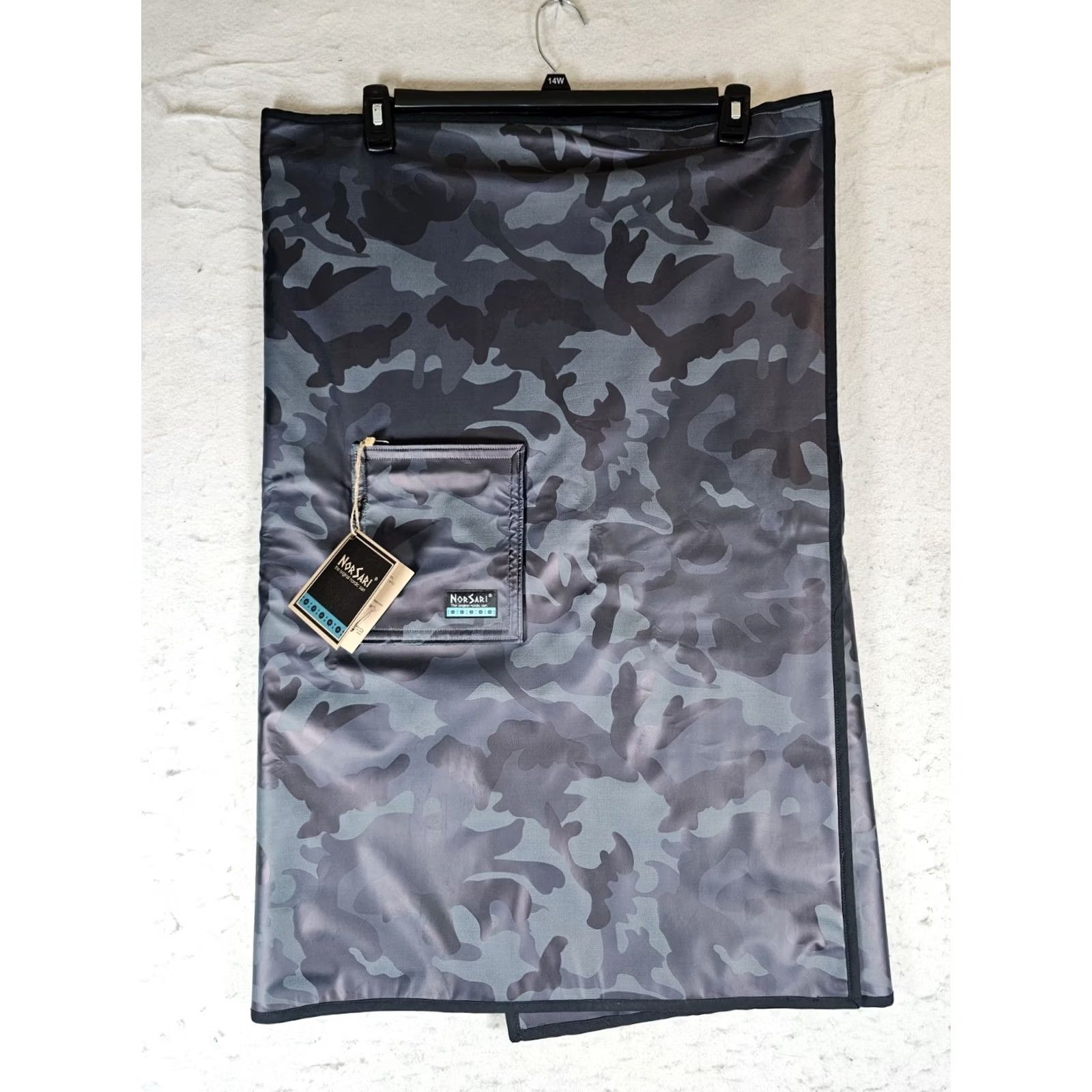 Vintage NorSari The Original Nordic Sari Wrap Wool Lined Wearable Blanket Blue Camo Skirt Midi Wrap Womens NWTs Size 32" / US 10 / IT 46 - 2 Thumbnail