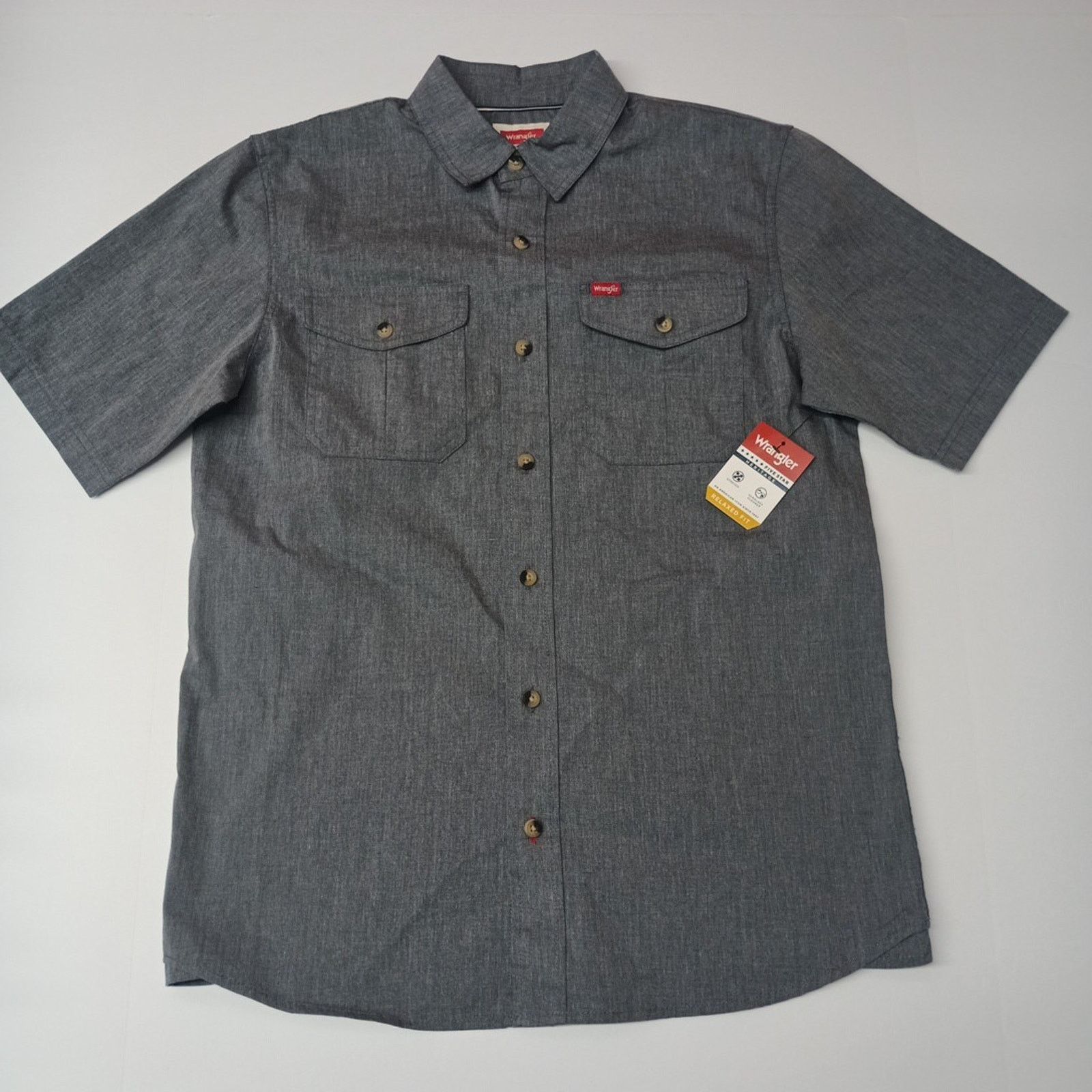 Wrangler Wrangler Men's Relaxed Fit Woven Shirt Size S Small Gray Size US S / EU 44-46 / 1 - 1 Thumbnail