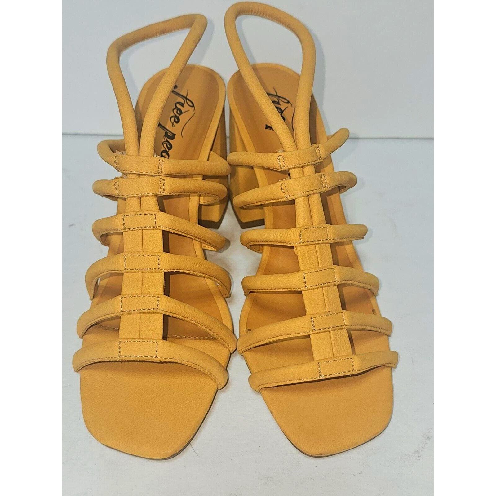 Free People Free People Colette Cinched Sandals Heel Mustard Leather 9.5 Size US 9.5 / IT 39.5 - 4 Thumbnail