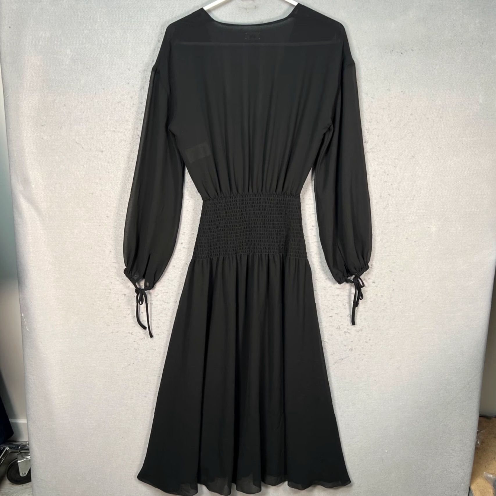 Vintage Wilfred Dress Womens A-Line Midi Black Smocked Waist Long Sleeve V-Neck Size XXS 2XS Casual Winter Spring Summer Fall Size XXS / US 00 / IT 34 - 2 Thumbnail