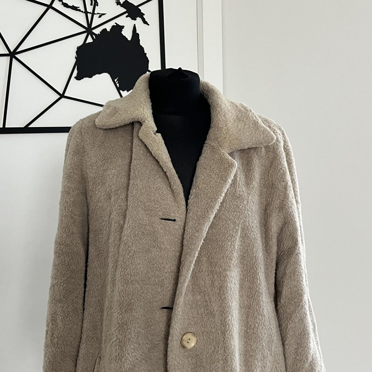 Superfine Beige woollen coat fur alpaca wool Size XL / US 12-14 / IT 48-50 - 2 Thumbnail