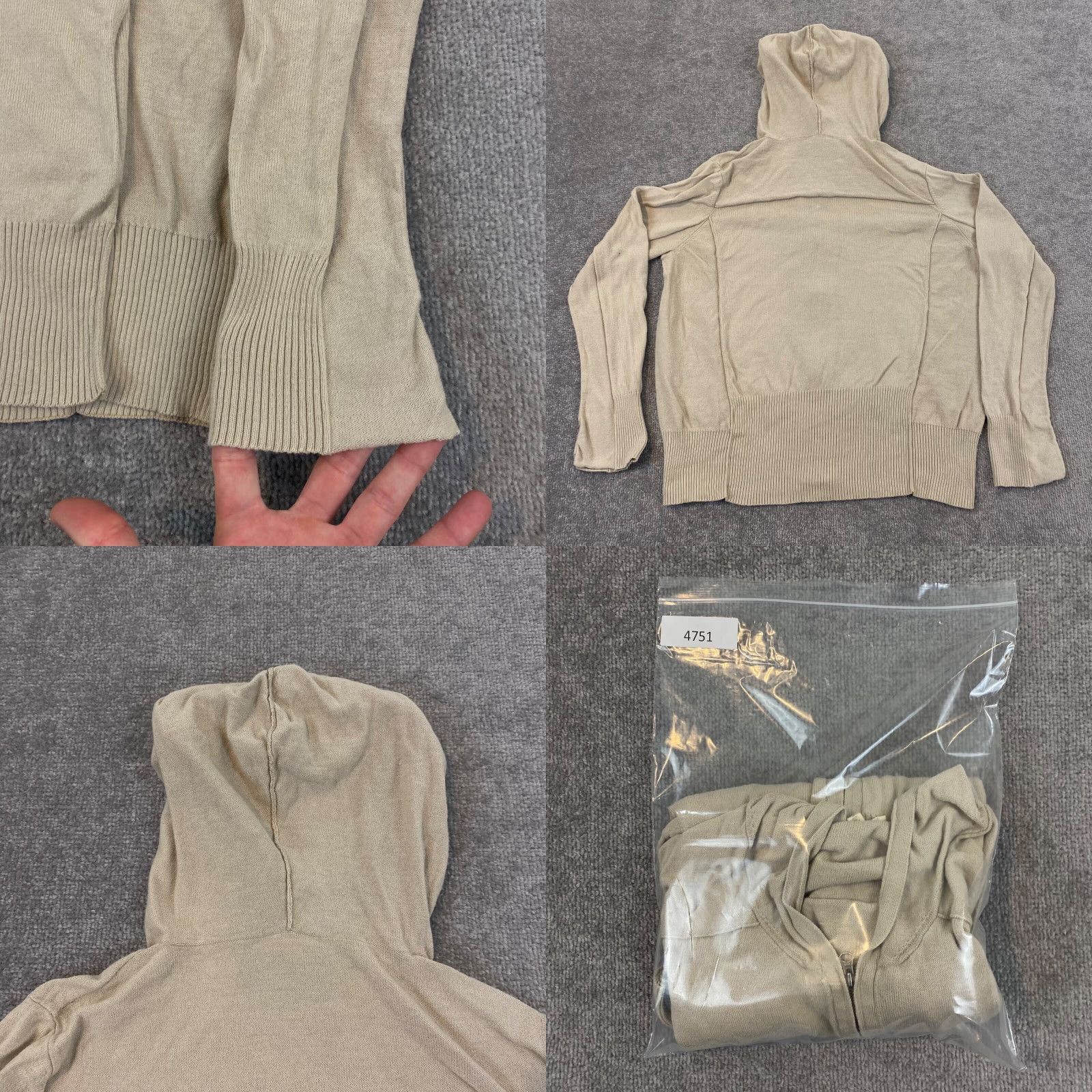 Eileen Fisher EILEEN FISHER Jacket Womens Large Light Brown Full Zip Hooded Sweater Organic Size L / US 10 / IT 46 - 8 Thumbnail