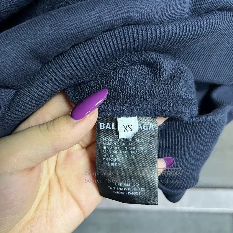 Balenciaga Balenciaga Navy Blue Logo Letter Print Hooded Sweatshirt Size US XS / EU 42 / 0 - 4 Thumbnail