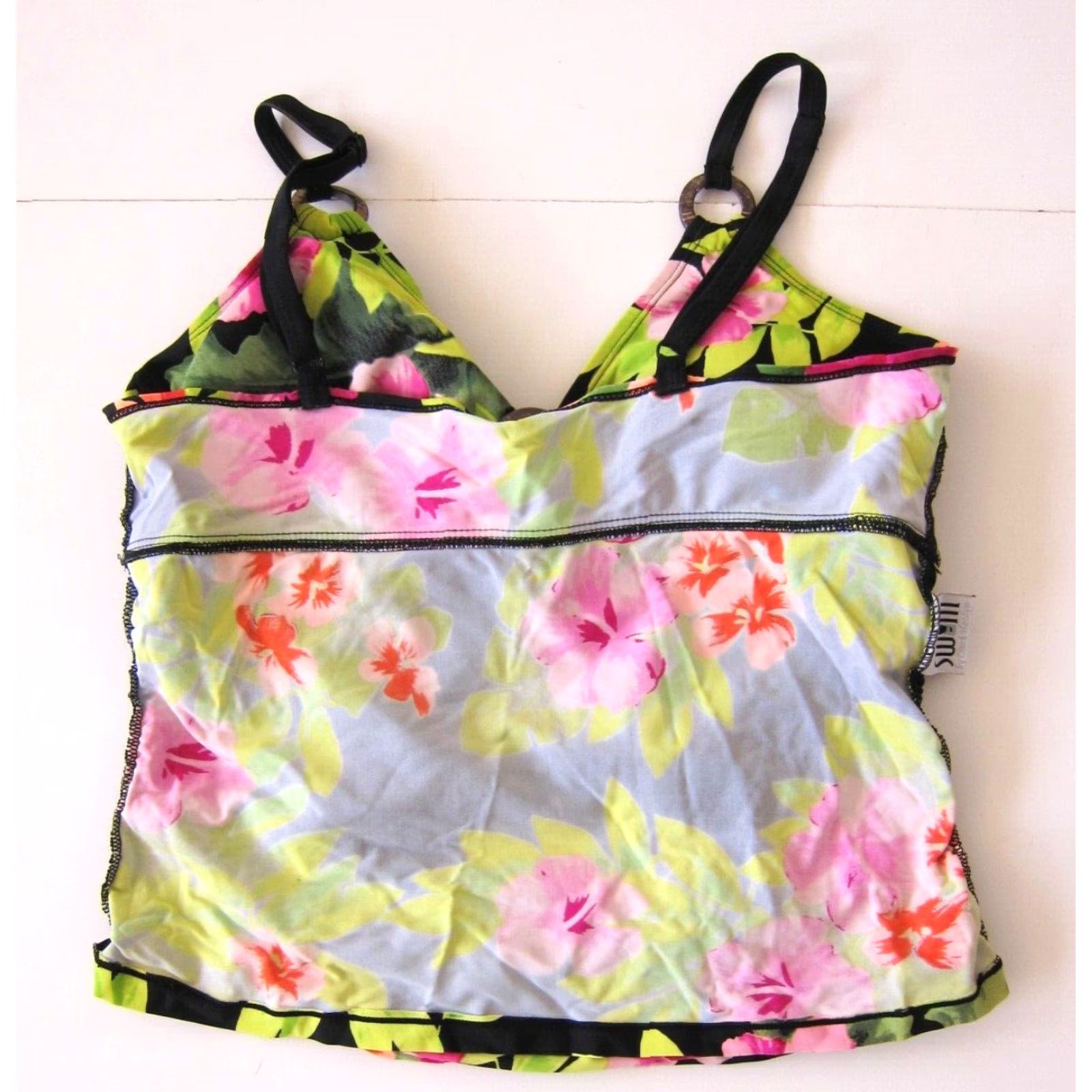 Swims Chuck Handy Swim Tankini Top Built In Bra Floral Black 14 Womens Swimsuit Tankini Top 14 Black Floral Built In Bra Swim Top 14 Womens Size XL / US 12-14 / IT 48-50 - 5 Thumbnail