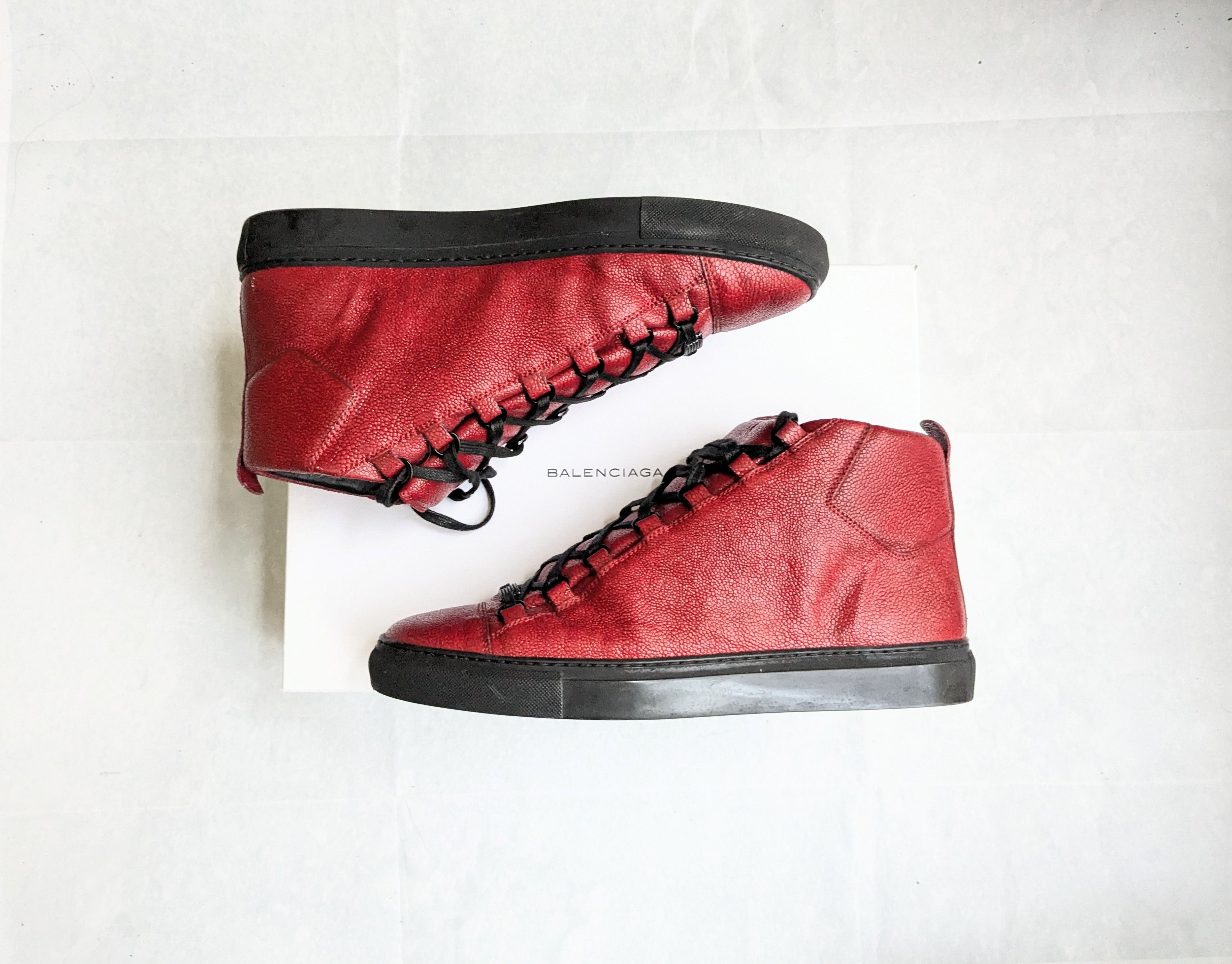 Balenciaga Arena Red 13 High Top Leather Black