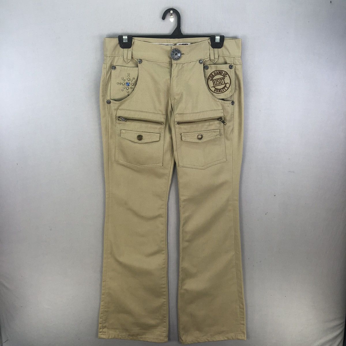 Japanese Brand Vintage 2000s Risot Rhinestone Low Rise Flare Bushpants Size 31" - 1 Thumbnail