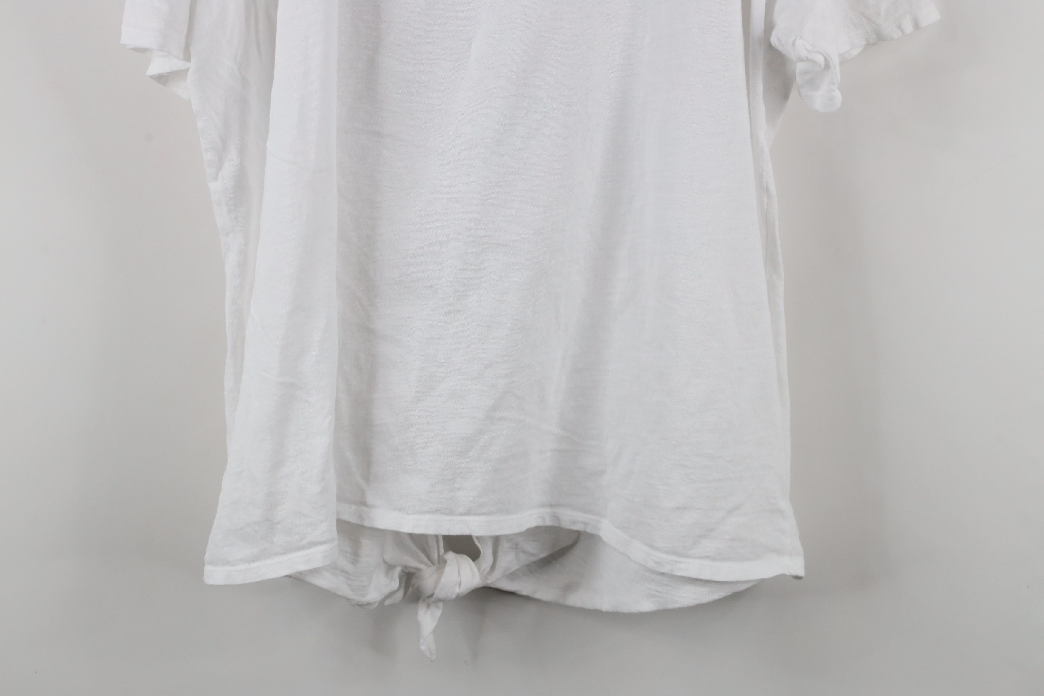 Eileen Fisher × Vintage Eileen Fisher Organic Cotton Knit Tie Bottom T-Shirt White Size L / US 10 / IT 46 - 9 Thumbnail