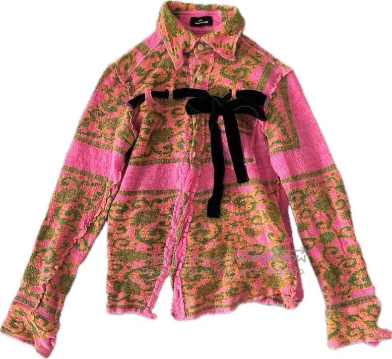 Comme des Garcons Comme des Garcons size F Velvet Bow Green and Pink Wool To Size XS / US 0-2 / IT 36-38 - 1 Thumbnail