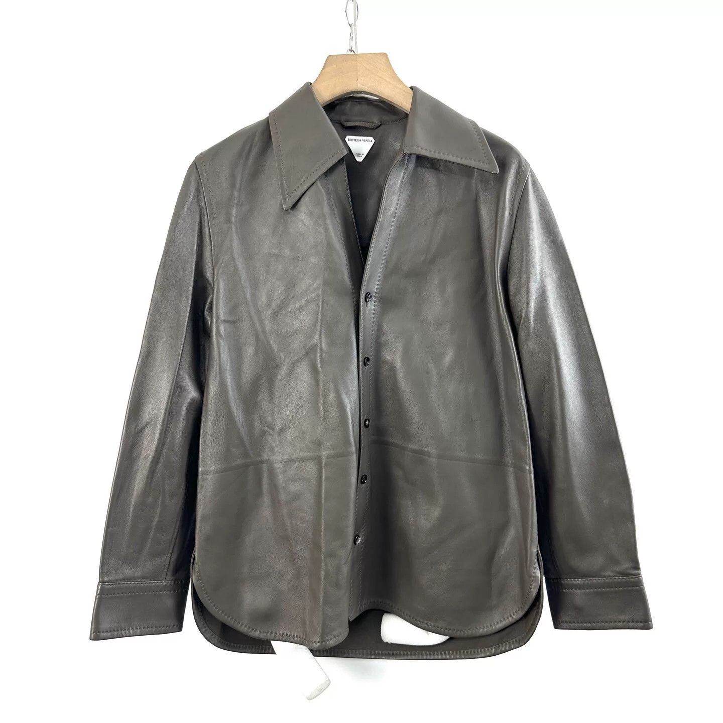 Bottega Veneta Bottega Veneta Women's V-Neck Leather Coat Size XS / US 0-2 / IT 36-38 - 1 Thumbnail