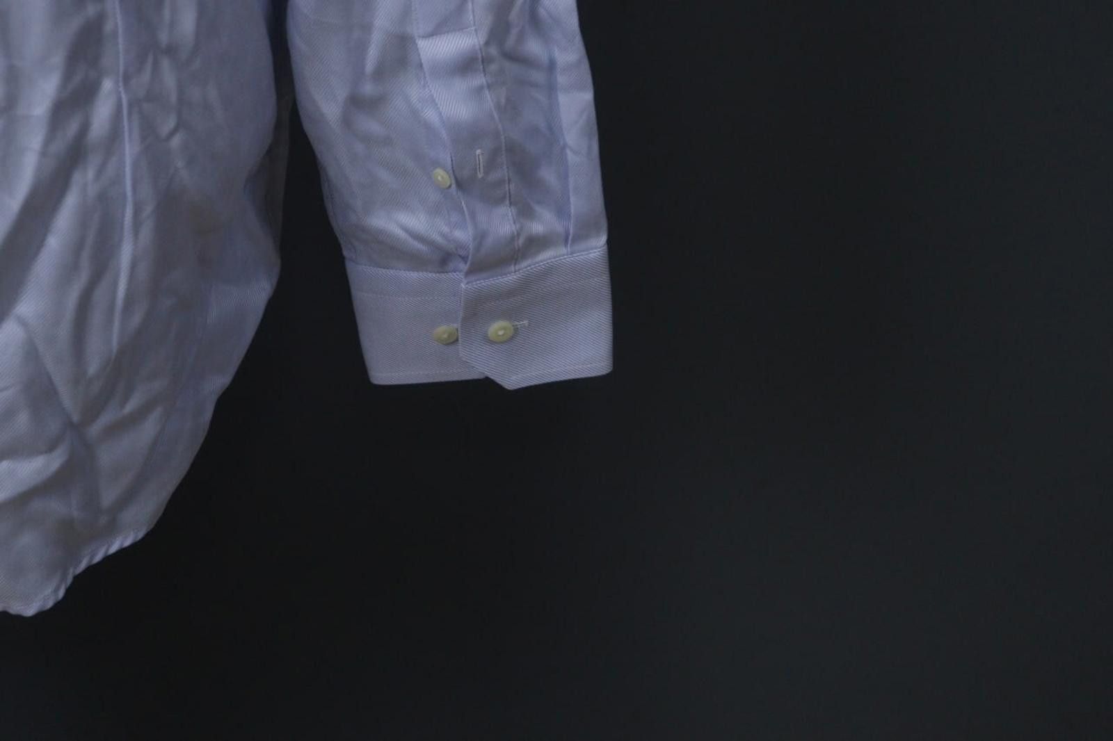 Eton Eton Blue Pinstriped Cotton Collared Formal Front Shirt Top Size US M / EU 48-50 / 2 - 11 Thumbnail
