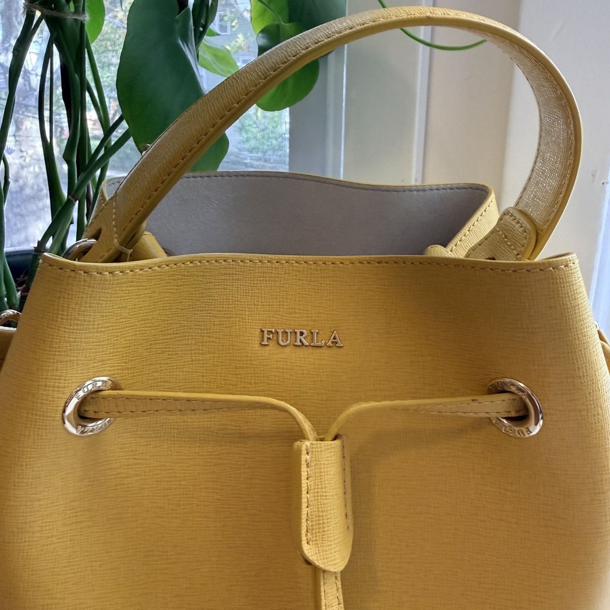 Furla Yellow Stacy S Bucket Bag with Detachable Pouch Size ONE SIZE - 3 Thumbnail