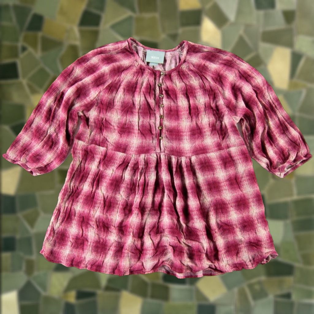Vintage Maeve Anthropologie Pink Blouse 3/4 Sleeve Tunic Peasant Button Rayon Small Size S / US 4 / IT 40 - 1 Thumbnail