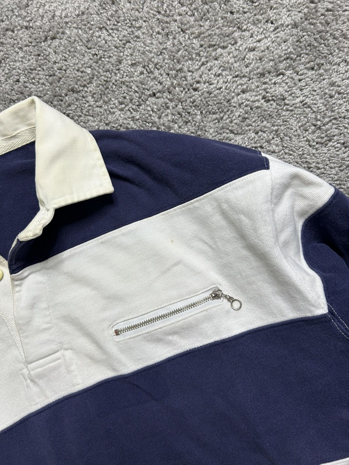 Polo Ralph Lauren Vintage 80s Polo Ralph Lauren Rugby Long Sleeve Striped Navy Size US L / EU 52-54 / 3 - 6 Thumbnail