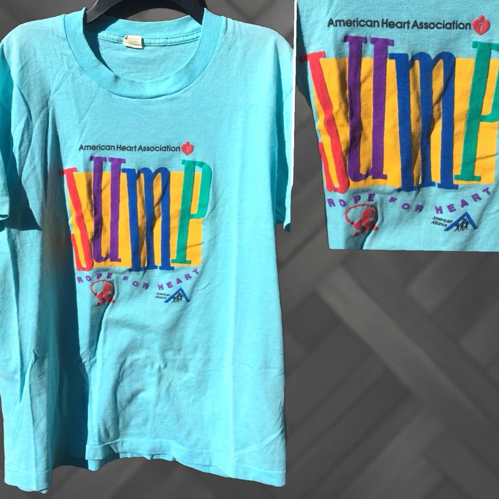 Vintage VINTAGE Screen Stars Shirt Men L Blue Jump Rope For Heart 80s Graphic Tee 1980s American Heart Association Size US L / EU 52-54 / 3 - 1 Thumbnail