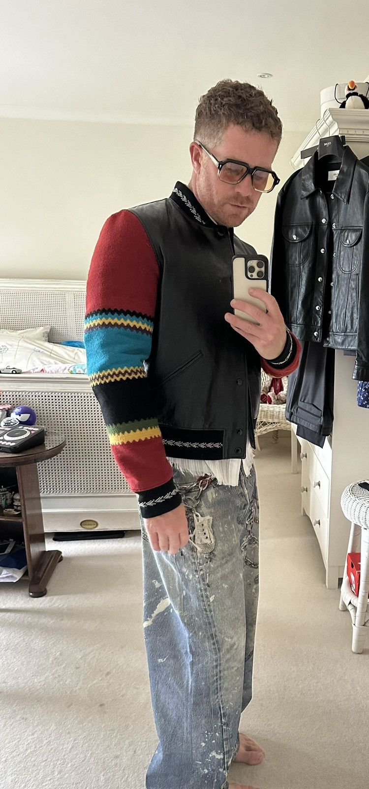Saint Laurent Paris Saint Laurent leather teddy jacket 50 blue red black Size US M / EU 48-50 / 2 - 9 Thumbnail