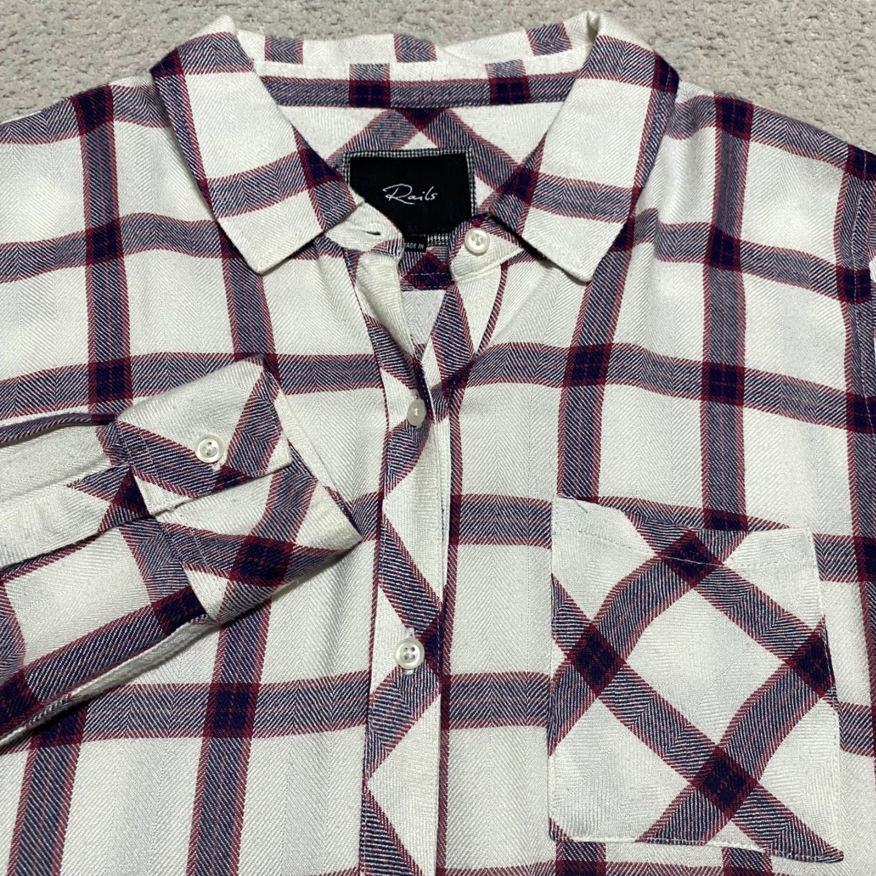 Rails Rails Womens Small Shirt Long Sleeve Button-Front Multicolor Plaid Knit Rayon Size S / US 4 / IT 40 - 2 Thumbnail