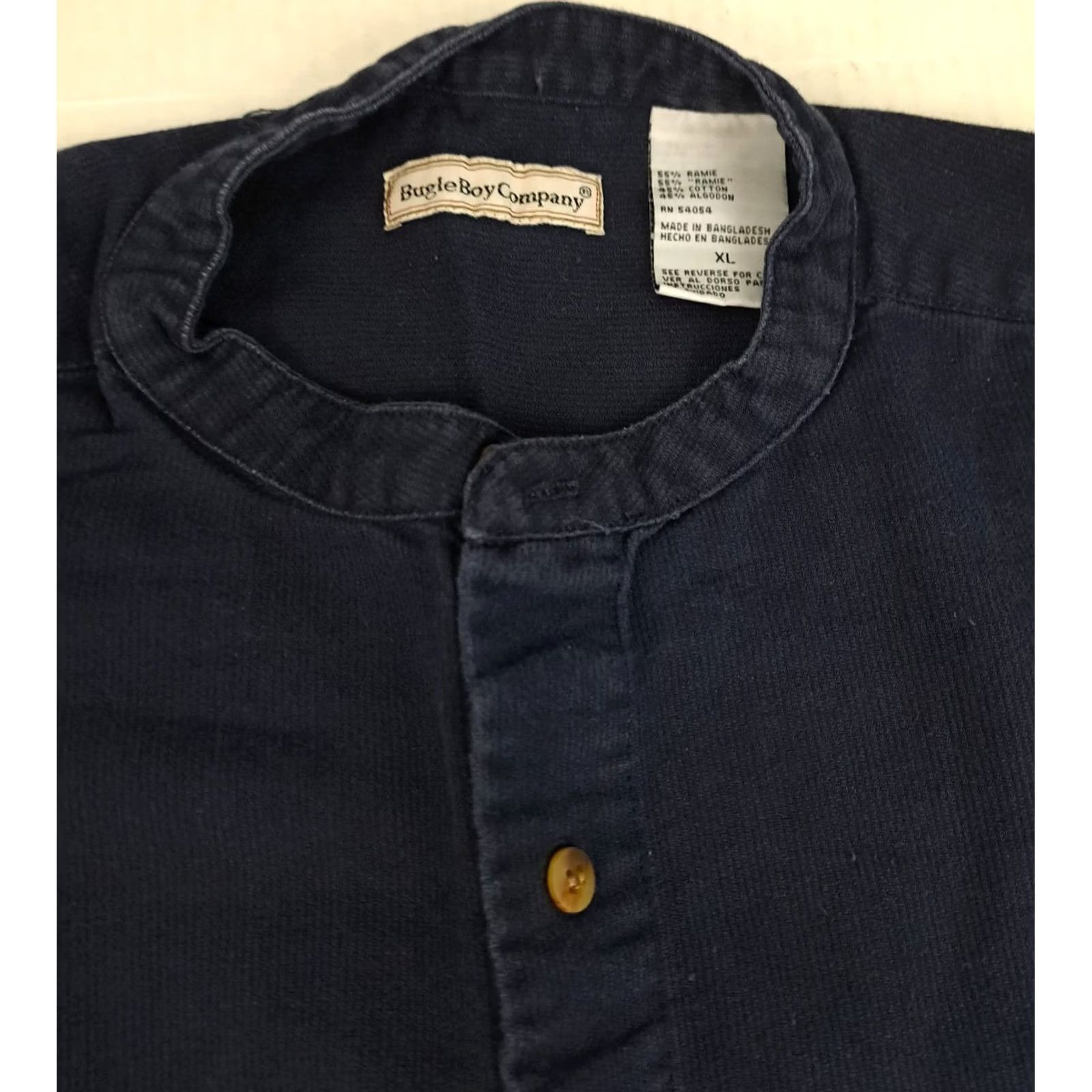 Bugle Boy VINTAGE Bugle Boy Button-Up Shirt XL Cotton Canvas Blue Collarless Short Collarless? Size US XL / EU 56 / 4 - 2 Thumbnail