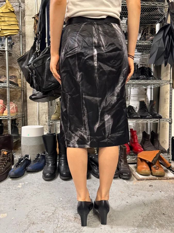 Roberto Cavalli × Vintage Roberto Cavalli Silver Paint Black Skirt Size 28" / US 6 / IT 42 - 3 Thumbnail