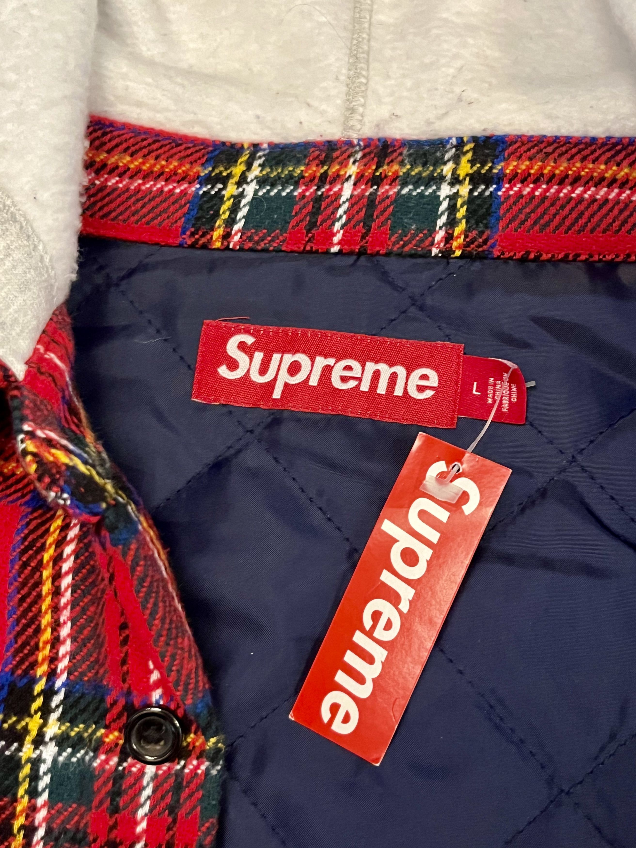Supreme Supreme Tartan Flannel Hooded Shirt Red (Large) NEW UNWORN Size US L / EU 52-54 / 3 - 3 Thumbnail