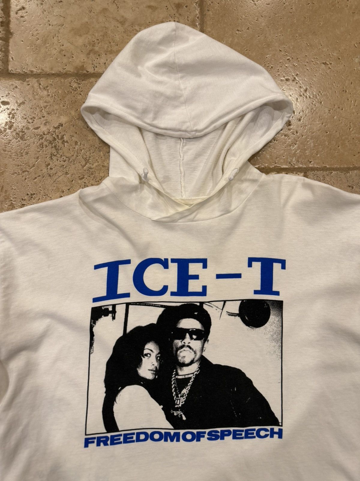 Vintage Vintage Ice-T Freedom of Speech 90’s White LS Hoodie T-Shirt Size US L / EU 52-54 / 3 - 7 Thumbnail