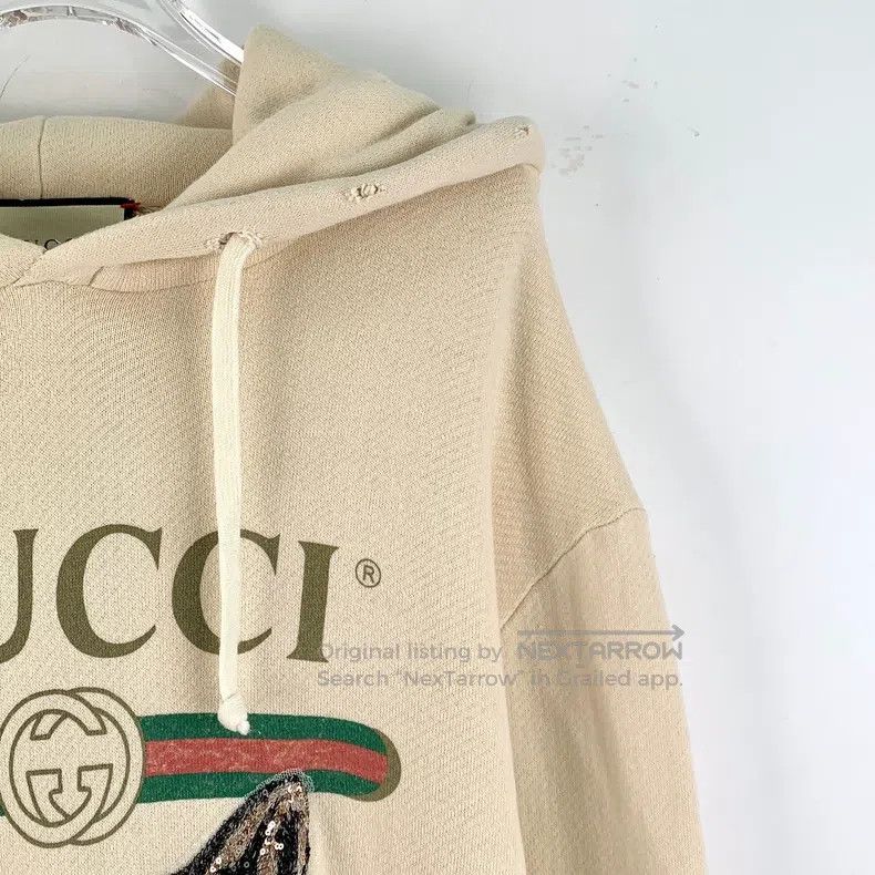 Gucci Gucci Beige logo letter cat sequin cotton hooded drawstrin Size US L / EU 52-54 / 3 - 3 Thumbnail