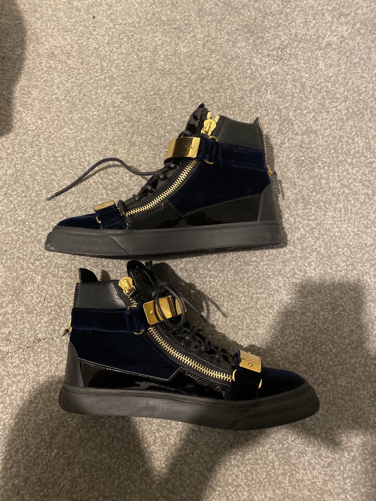 Giuseppe Zanotti Giuseppe Zanotti Navy Blue/Black Coby High Tops Size US 7 / EU 40 - 2 Thumbnail