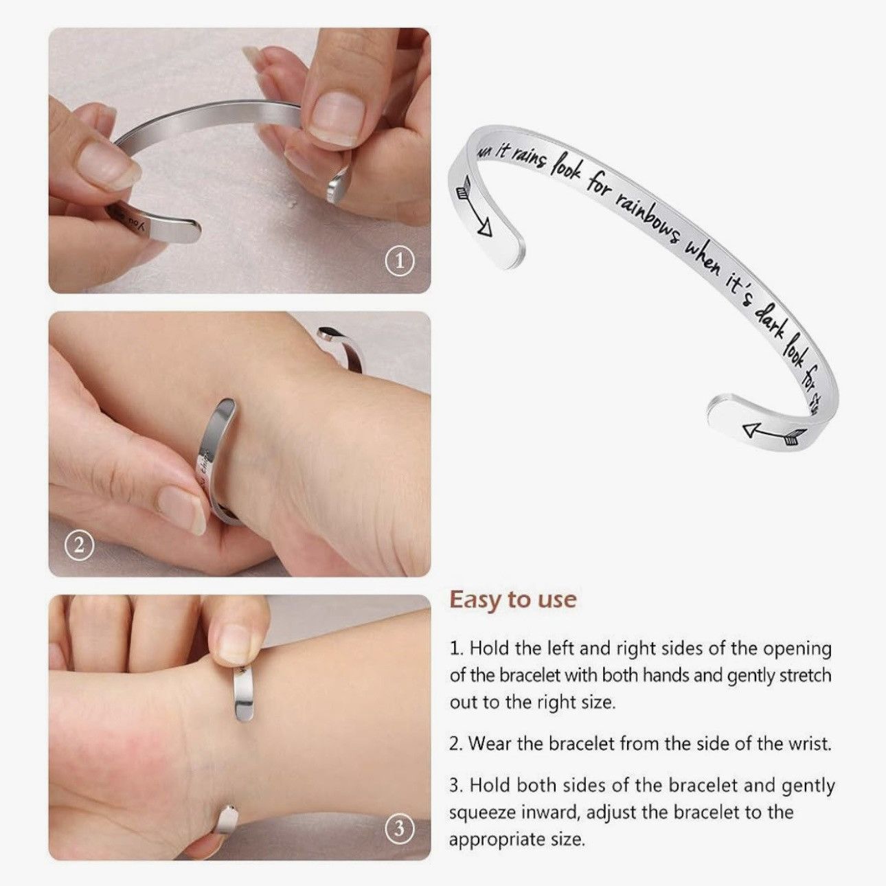 Other Inspirational stainless steel When It Rains cuff bracelet Size ONE SIZE - 4 Thumbnail