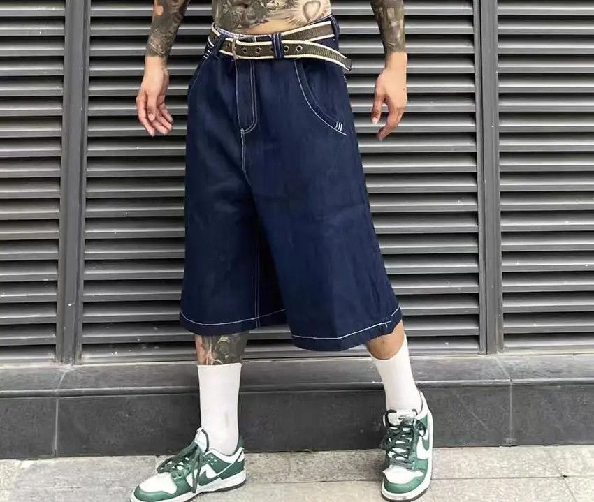 Designer × Japanese Brand Street Solid Colour Hip Hop Loose Fit Denim Shorts Size US 32 / EU 48 - 2 Thumbnail