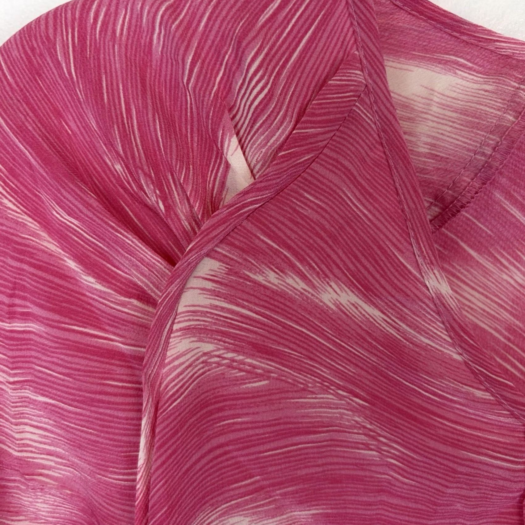Pinko Womens 81 Poppies Silk Blouse Tunic Top Hot Pink USA Tab Sleeve 4 Size S / US 4 / IT 40 - 4 Thumbnail