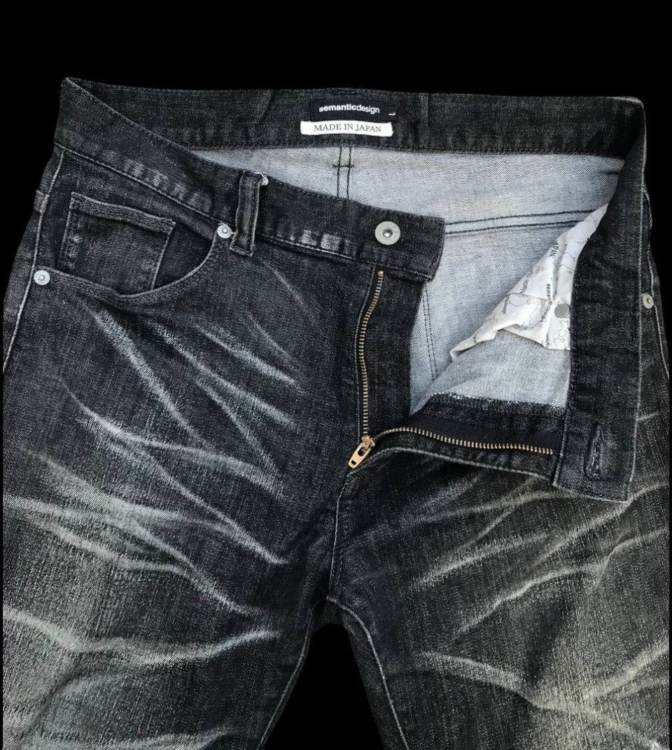 Tornado Mart × semanticdesign Semantic JAPAN Herringbone Black wash Distressed jean Slim Size US 29 - 8 Thumbnail