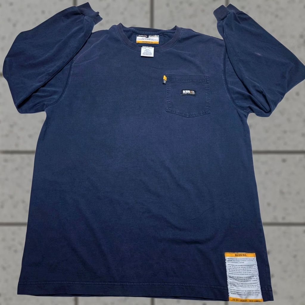 Vintage Berne Flame Resistant Crewneck Pocket T-Shirt Long Sleeve Size Large Tall Blue Men Size US L / EU 52-54 / 3 - 1 Thumbnail